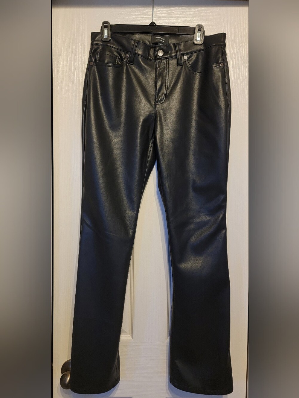 Black Faux Leather Mid-Rise Pants
